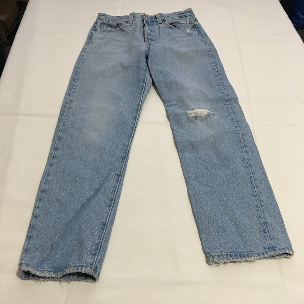 Levi's Light Wash Straight Leg Jeans with Distressed Knee